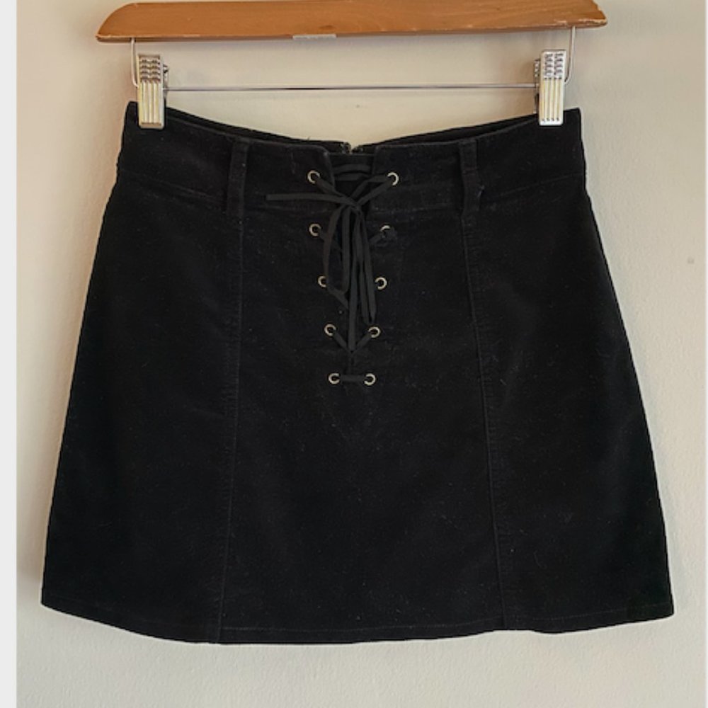 Forever 21 Velvet Lace Up Skirt
